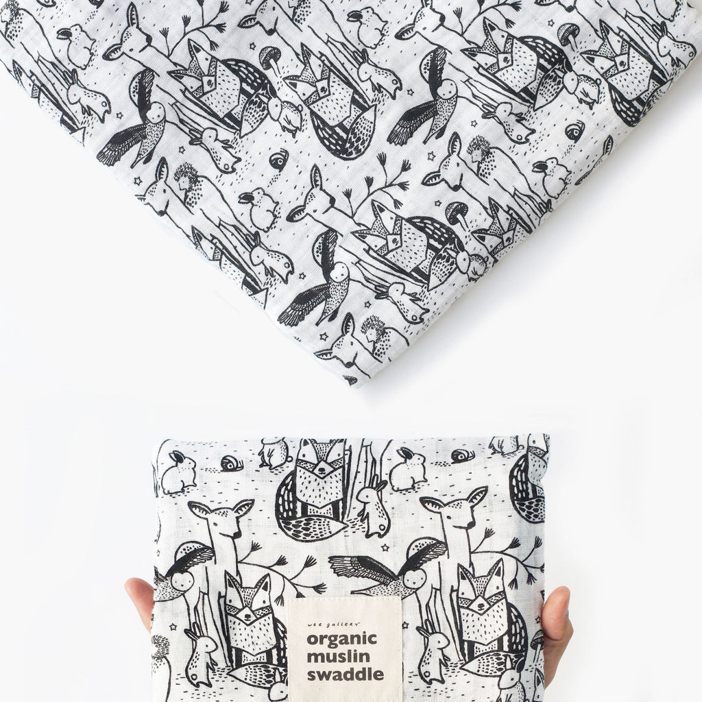 Organic Muslin Swaddle - Forest - The Baby Penguin