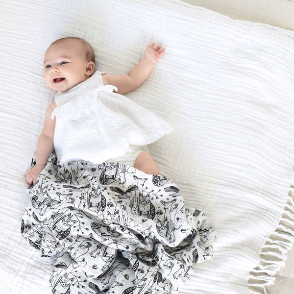 Organic Muslin Swaddle - Forest - The Baby Penguin