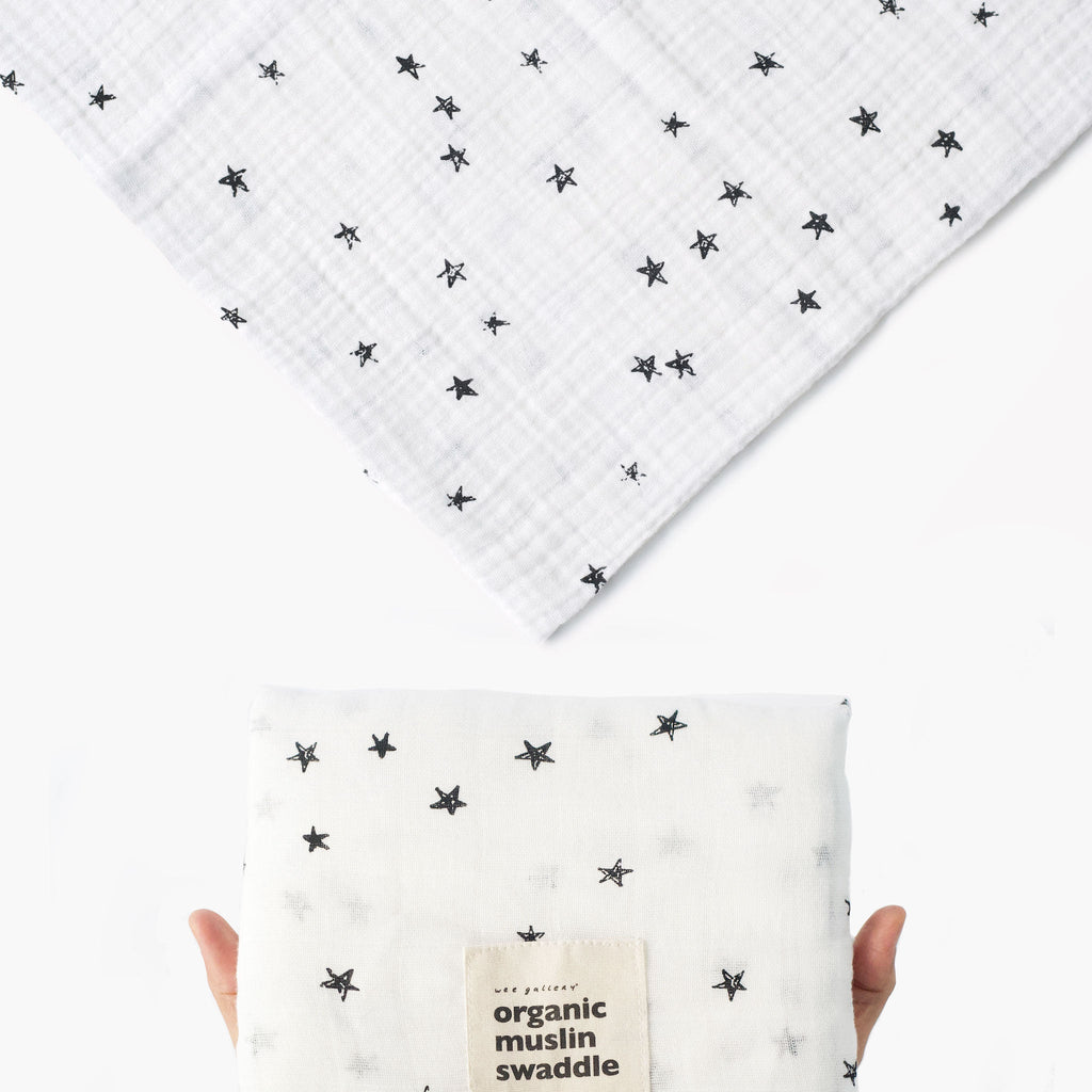 Organic Muslin Swaddle - Stars - The Baby Penguin