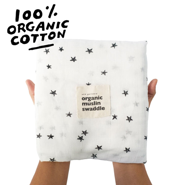 Organic Muslin Swaddle - Stars - The Baby Penguin