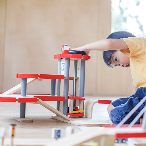 Parking Garage - Top Sustainable Toy - PlanToys USA - The Baby Penguin