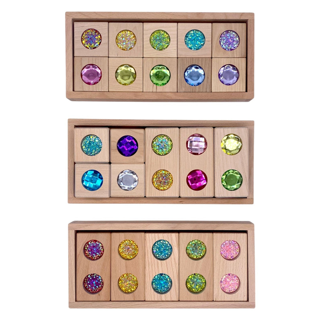 Pastel & Rainbow Gem Block Collection – 3 Styles with Wooden Storage Trays |  | The Baby Penguin