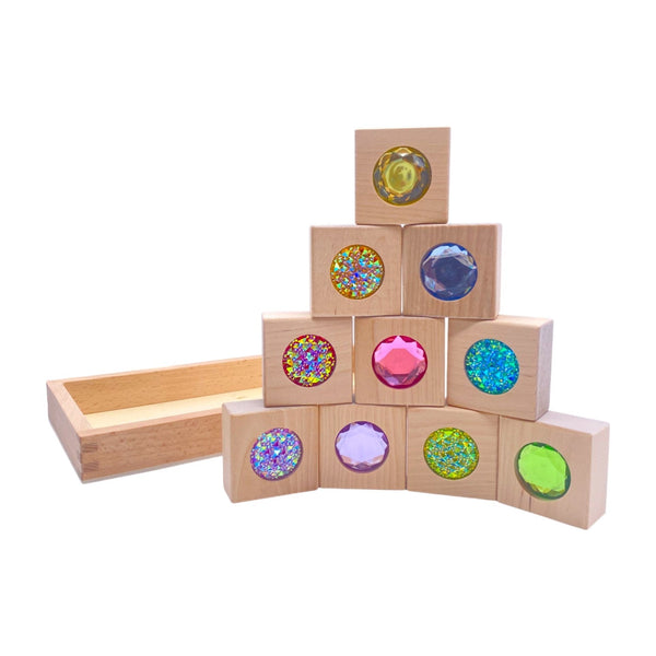Pastel & Rainbow Gem Block Collection – 3 Styles with Wooden Storage Trays |  | The Baby Penguin