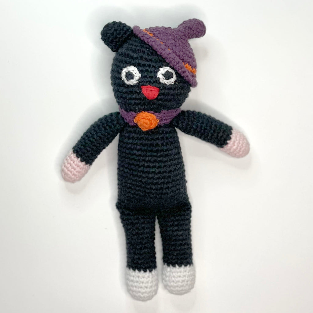 Organic Black Cat Baby Rattle – Handcrafted Crochet Toy |  | The Baby Penguin