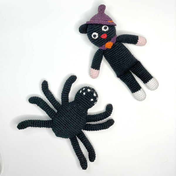 Organic Black Cat Baby Rattle – Handcrafted Crochet Toy |  | The Baby Penguin