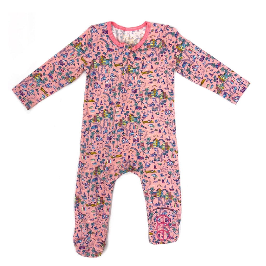  Pink Print Classic Zipper Footie by Egg New York Egg New York 