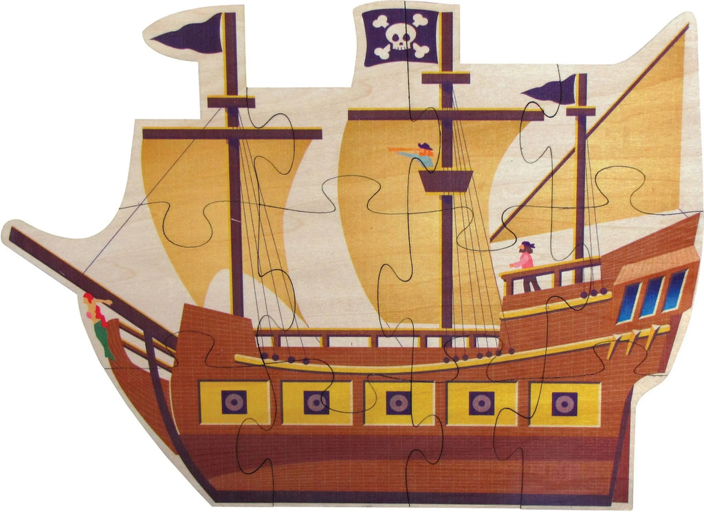 Pirate Ship Shaped Jigsaw Puzzle | Sustainable Toy | USA Made