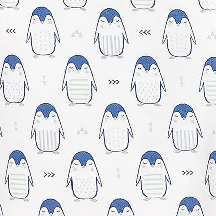  Pocket Long John - Sleepy Penguins on White  100% Pima Cotton by Feather Baby Feather Baby 