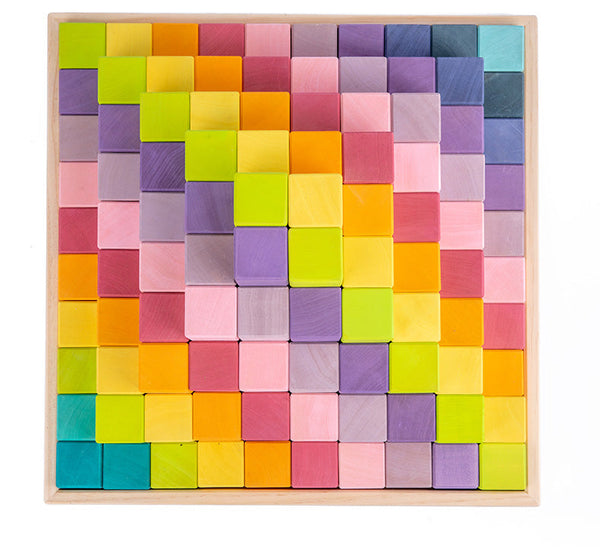 **Pre-order (Ships in 2-3 Weeks)**100 Pcs STAINED Large Stepped Pyramid Wooden Stacking Building Blocks in Pastel/Macaron Colors |  | The Baby Penguin