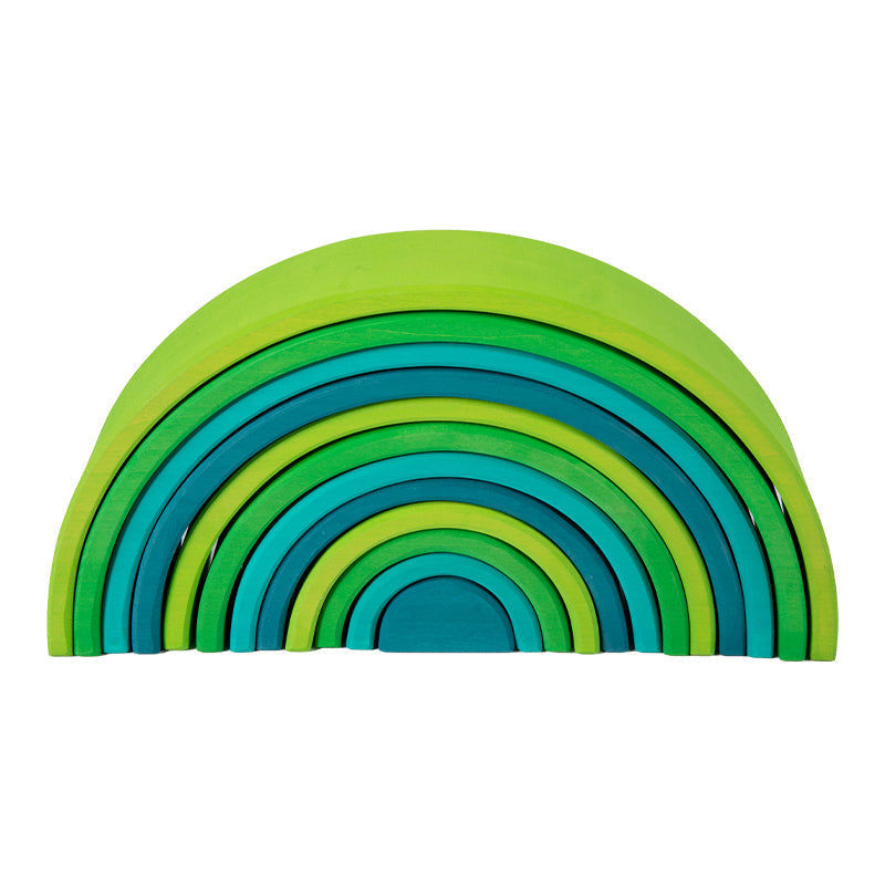 **Pre-order (Ships in 2-3 Weeks)**12 Pcs STAINED Large Basswood Rainbow Stacking Blocks Meadow Green | toys | The Baby Penguin