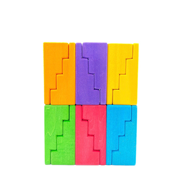 **Pre-order (Ships in 2-3 Weeks)**12 Pcs STAINED Stepped Roofs Building Blocks in Primary Rainbow Colors |  | The Baby Penguin
