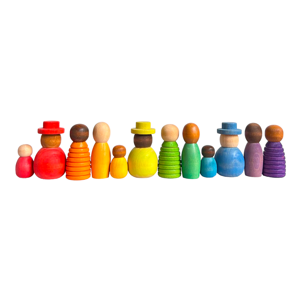 **Pre-order (Ships in 2-3 Weeks)**12 Pcs STAINED Wooden Together Peg Dolls Set |  | The Baby Penguin