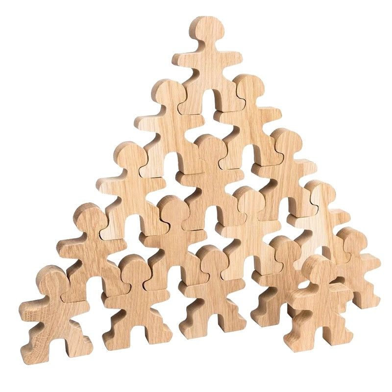 **Pre-order (Ships in 2-3 Weeks)**32 Pcs Wooden Little Balancing People Stacking Set |  | The Baby Penguin