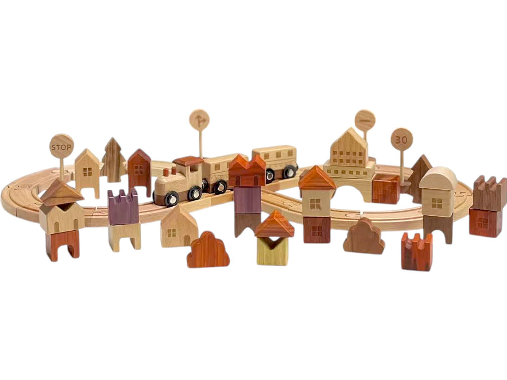 **Pre-order (Ships in 2-3 Weeks)**56 PCS Town Exploration Train Set with Track |  | The Baby Penguin