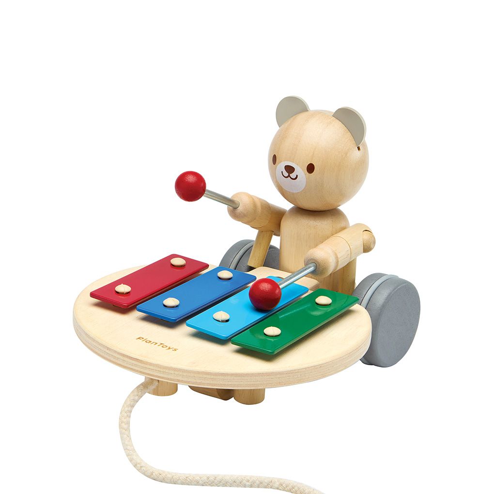 Pull Along Musical Bear - Top Sustainable Toy - PlanToys USA