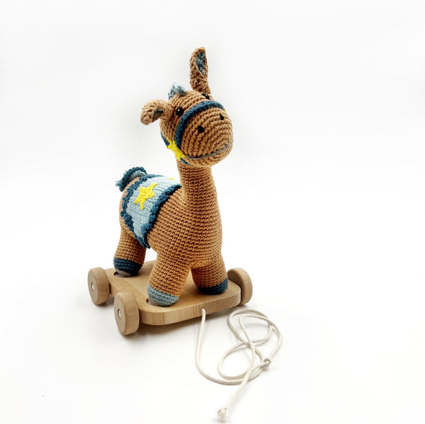 Wooden Toy with  Plush Horse - Pull Along |  | The Baby Penguin