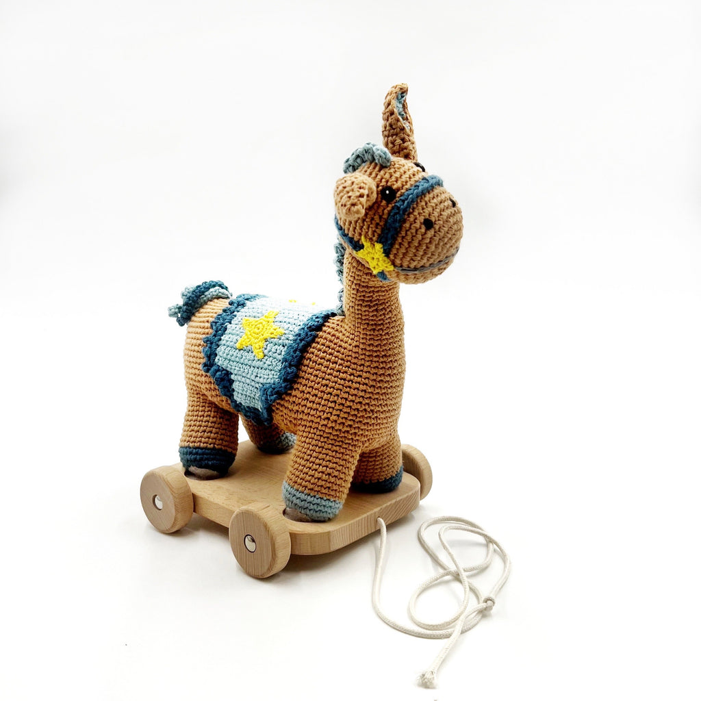 Wooden Toy with  Plush Horse - Pull Along |  | The Baby Penguin