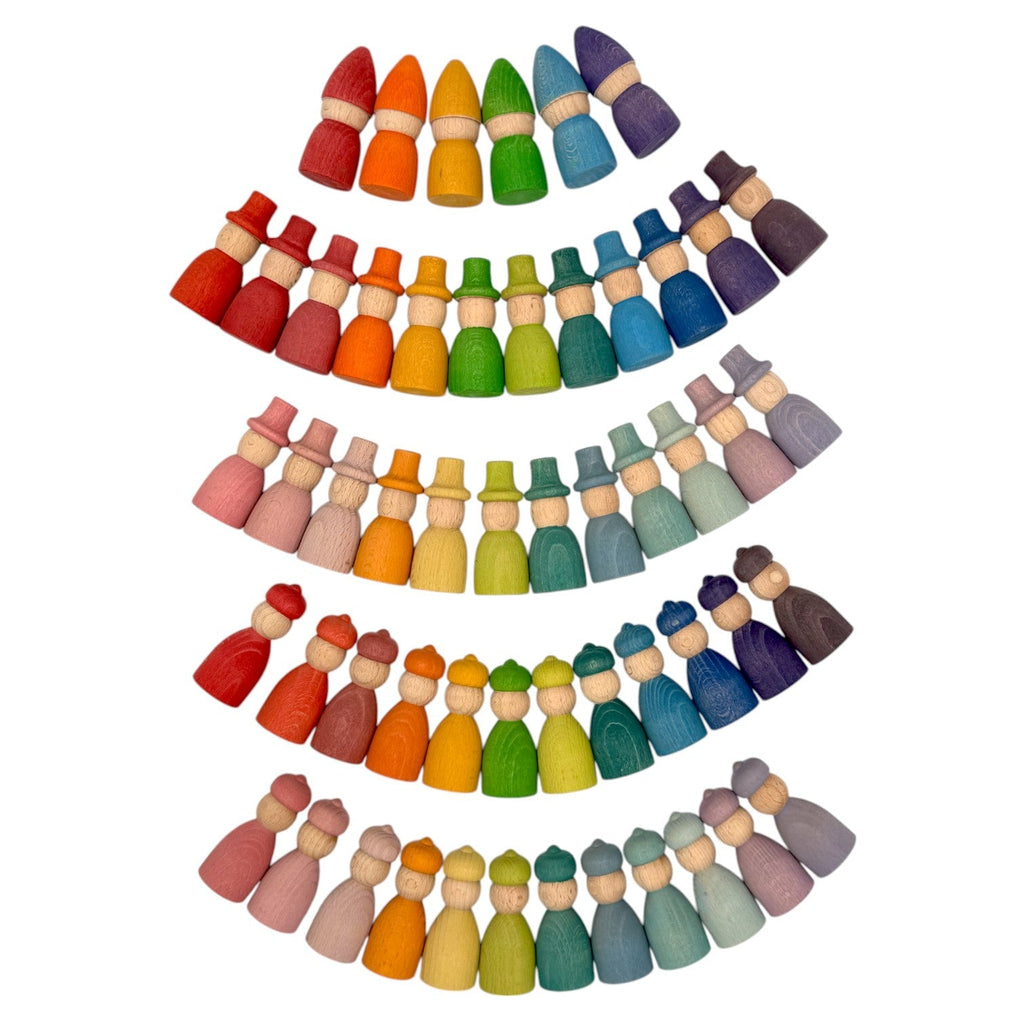Rainbow & Pastel Wooden Peg Dolls Collection – 5 Styles |  | The Baby Penguin