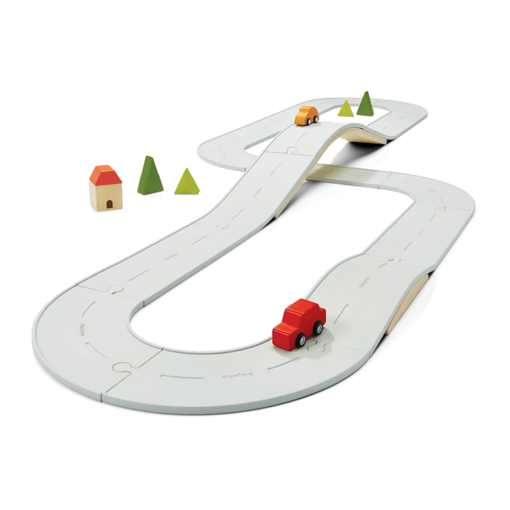 Rubber Road & Rail Set  Large | Pretend Play | PlanWorld PlanToys USA