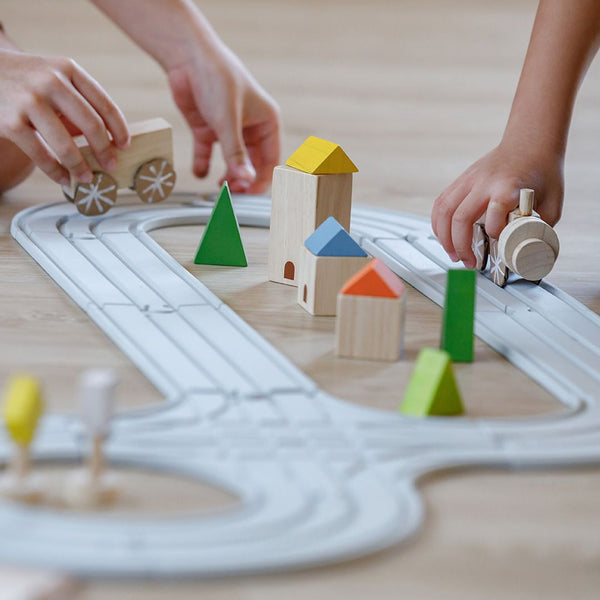 Rubber Road & Rail Set - Medium - Top Sustainable Toy - PlanToys USA