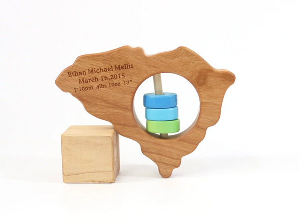 South Carolina State Wooden Baby Rattle™ | Made in the USA | Rattles | The Baby Penguin