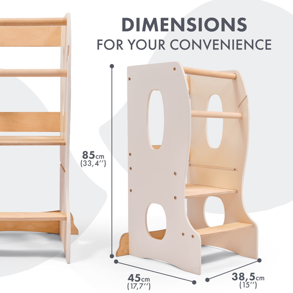 Stable Montessori Learning Tower: Wooden Growing Chair - Ivory - The Baby Penguin