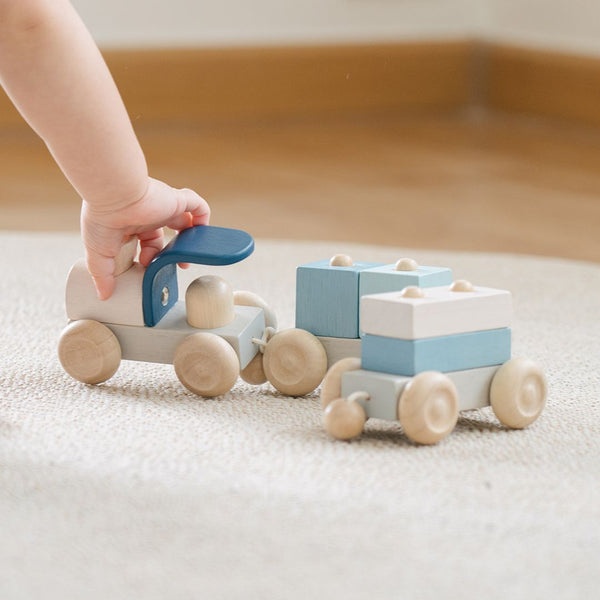 Stacking Train Trio - Orchard - Top Sustainable Toy - PlanToys USA - The Baby Penguin