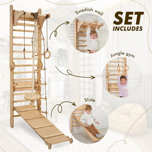 Swedish Ladder Set + Swing Gym 3in1 + Slide Board + Triangle Ladder - The Baby Penguin