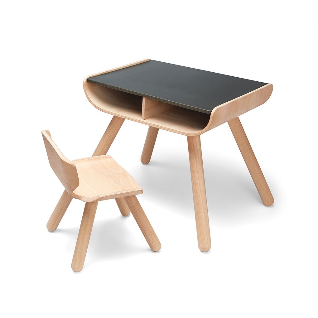 Table & Chair - Black - Top Sustainable Toy - PlanToys USA - The Baby Penguin
