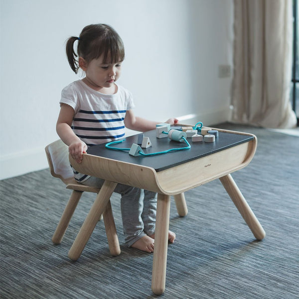 Table & Chair - Black - Top Sustainable Toy - PlanToys USA - The Baby Penguin