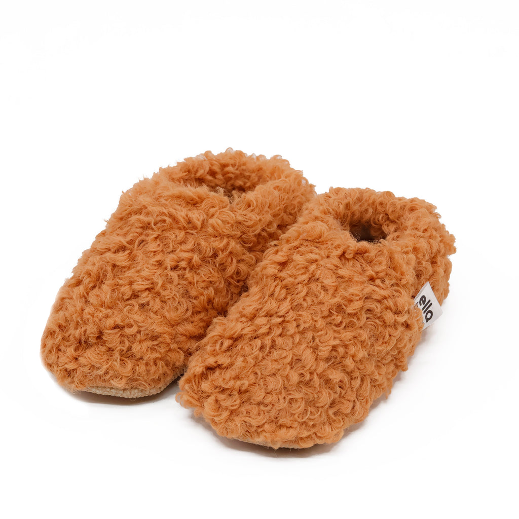 Teddy Baby Booties House Slippers, Non-Slip Sole, Organic Cotton Lining, Home Nursery Shoes Taba - The Baby Penguin