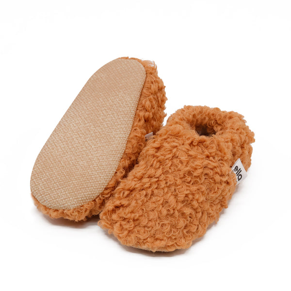 Teddy Baby Booties House Slippers, Non-Slip Sole, Organic Cotton Lining, Home Nursery Shoes Taba - The Baby Penguin
