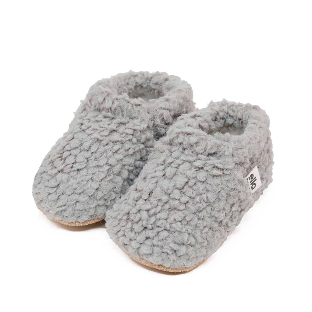 Tedy Baby Booties House Slippers, Non-Slip Sole, Organic Cotton Lining, Home Nursery Shoes Gray - The Baby Penguin