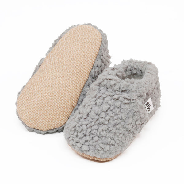 Tedy Baby Booties House Slippers, Non-Slip Sole, Organic Cotton Lining, Home Nursery Shoes Gray - The Baby Penguin