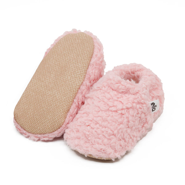 Tedy Baby Booties House Slippers, Non-Slip Sole, Organic Cotton Lining, Home Nursery Shoes Pink - The Baby Penguin