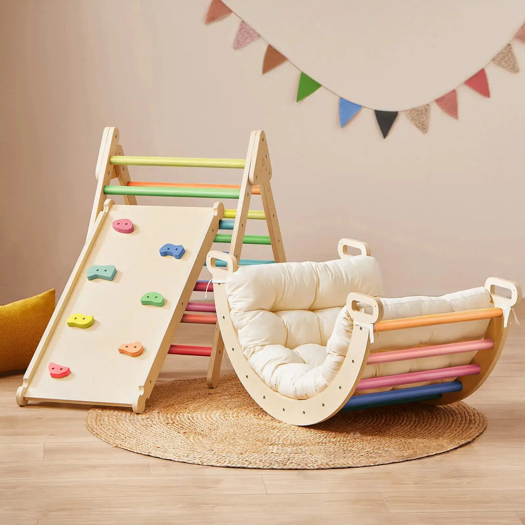 Tiny Land® 7-in-1 Rainbow Climbing Set with Play Pad | climbing set | The Baby Penguin