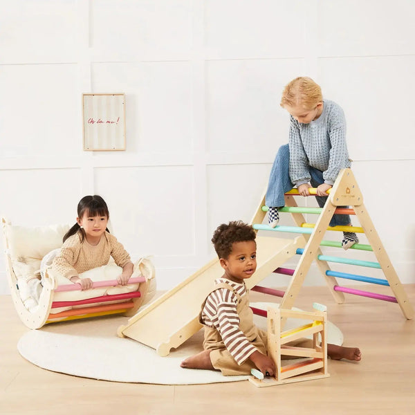 Tiny Land® 7-in-1 Rainbow Climbing Set with Play Pad | climbing set | The Baby Penguin