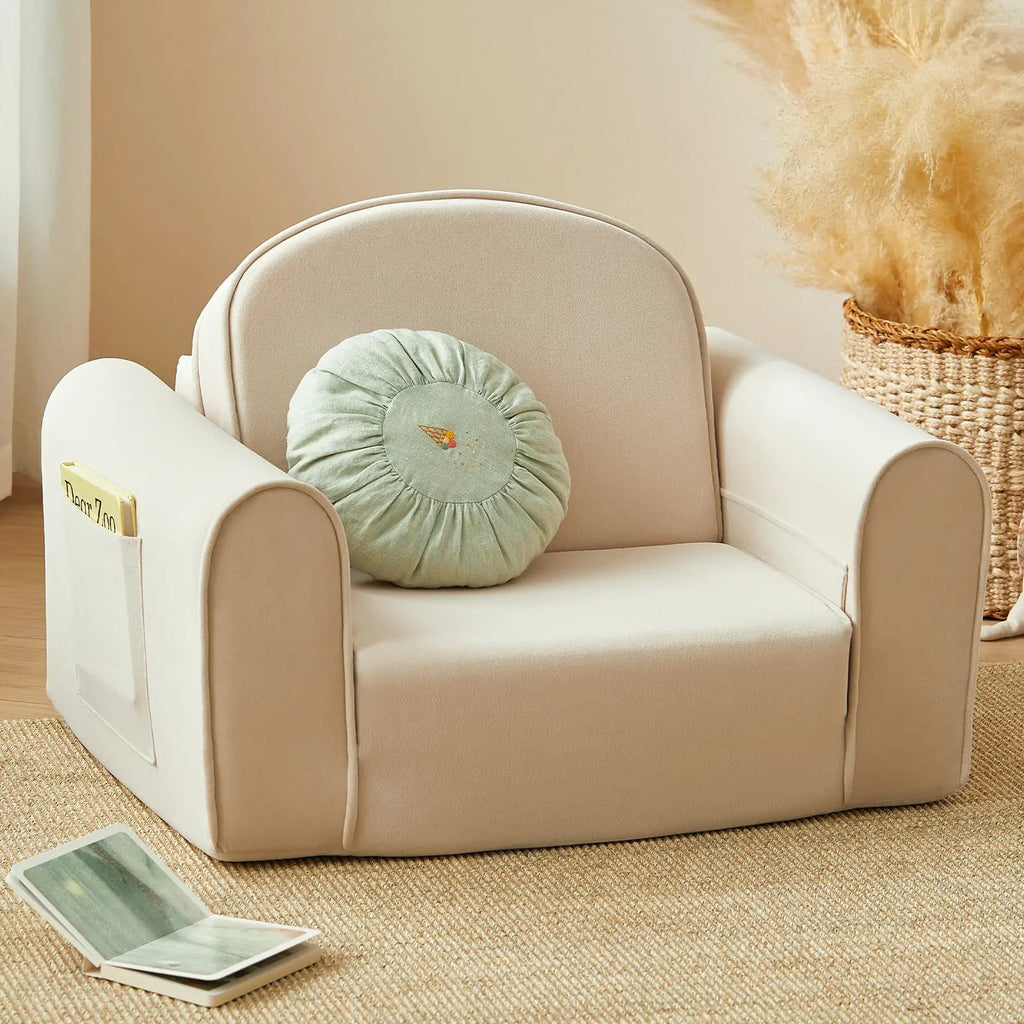 Tiny Land® GentleSnug Kid Chair - Beige White - The Baby Penguin