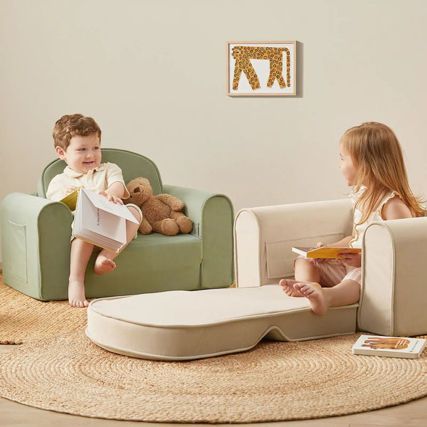 Tiny Land® GentleSnug Kid Chair - Beige White - The Baby Penguin