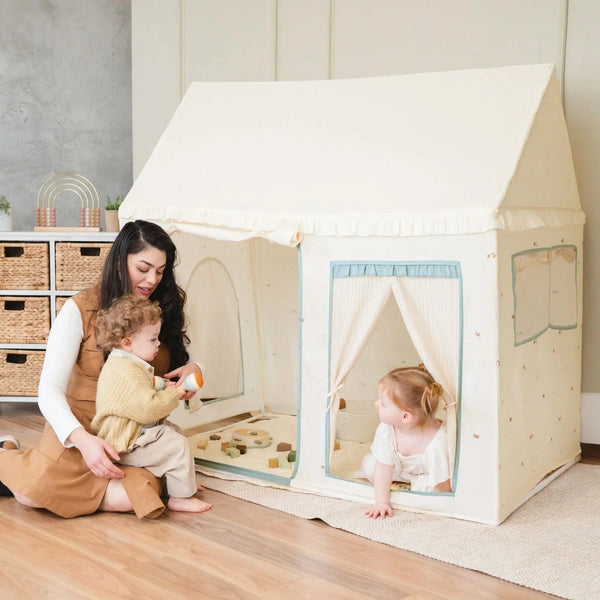 Tiny Land® Sweet Citrus Kids Play Tent – White and Blue Indoor Playhouse |  | The Baby Penguin