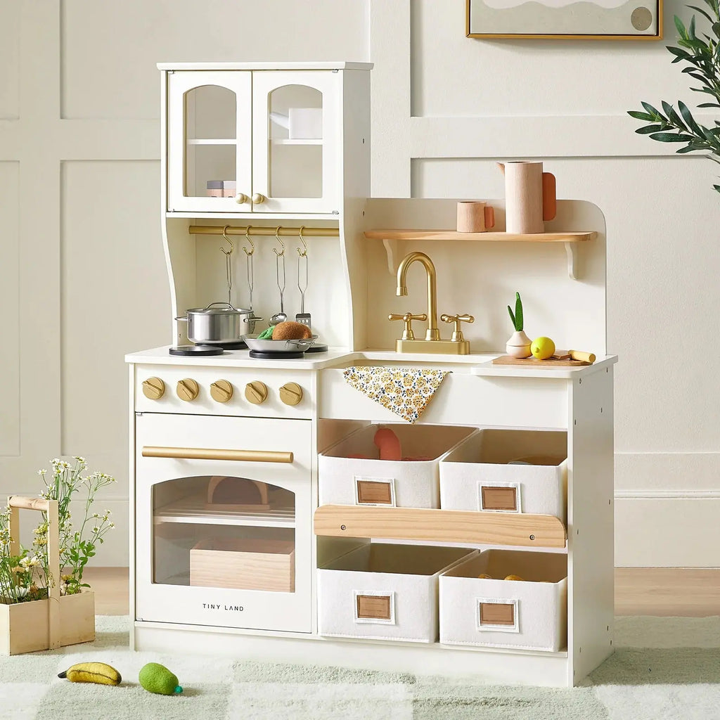 Tiny Land® Wooden Play Kitchen with Storage for Creative Toddlers | Toy | The Baby Penguin