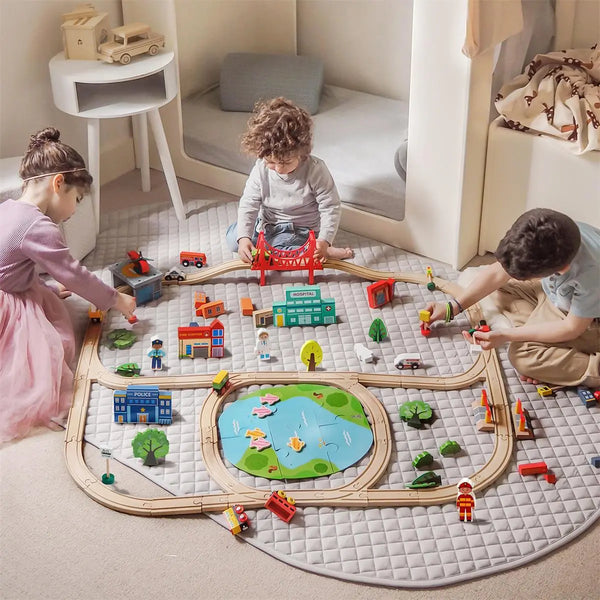 Tiny Land® Wooden Train Set 110 Pcs | Toy Trains & Train Sets | The Baby Penguin