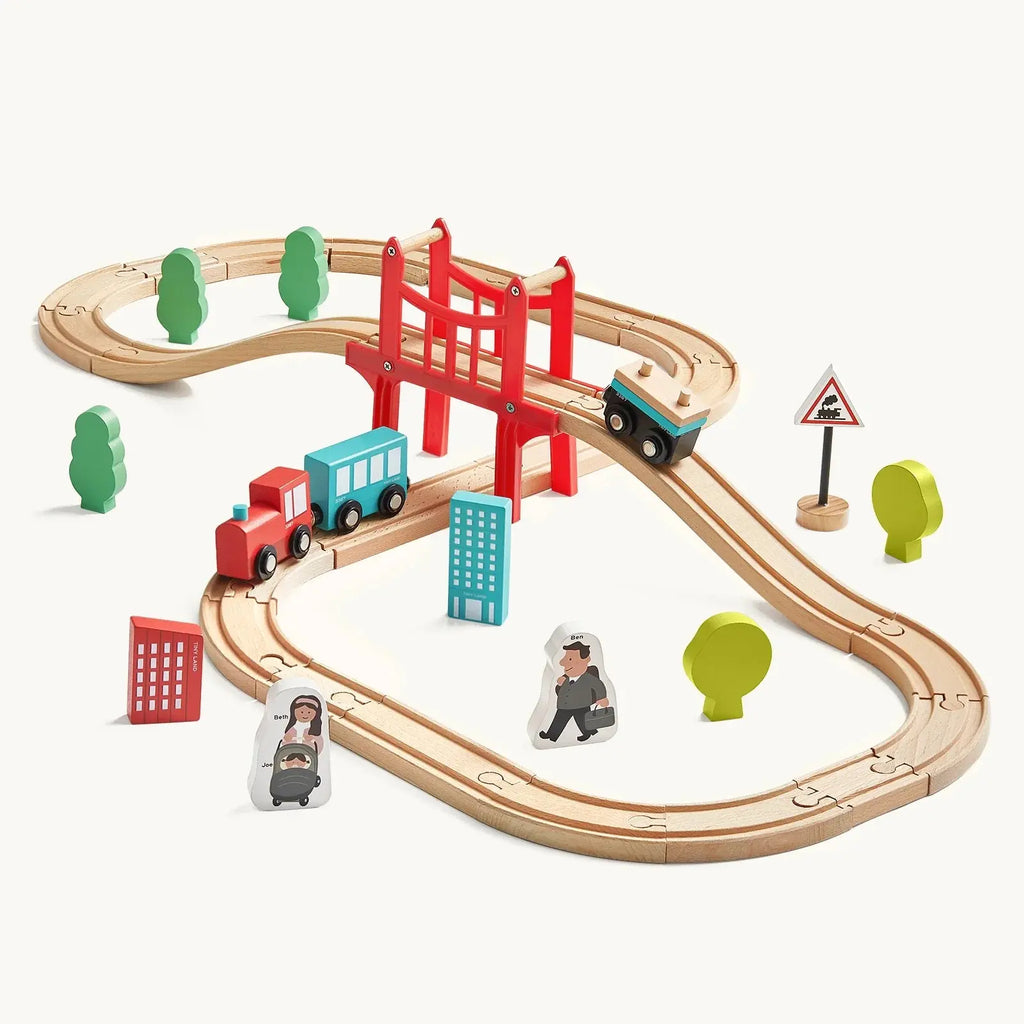Tiny Land® Wooden Train Set for Children 39 Pcs | Toy | The Baby Penguin
