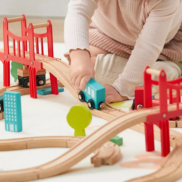 Tiny Land® Wooden Train Set for Children 39 Pcs | Toy | The Baby Penguin
