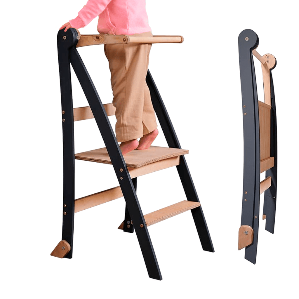 Toddler Learning Tower: Step stool for Kids - Graphite - The Baby Penguin