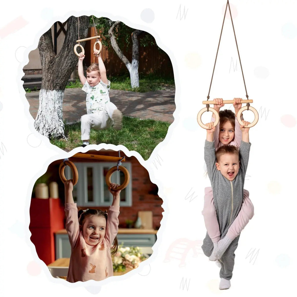 Trapeze swing bar with rings - The Baby Penguin