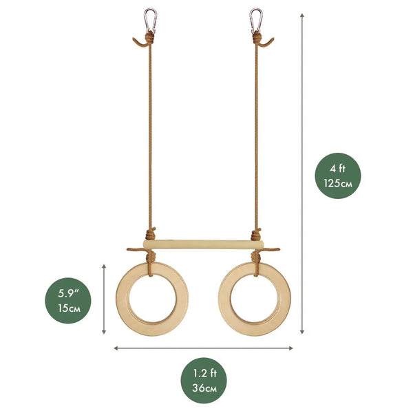 Trapeze swing bar with rings - The Baby Penguin