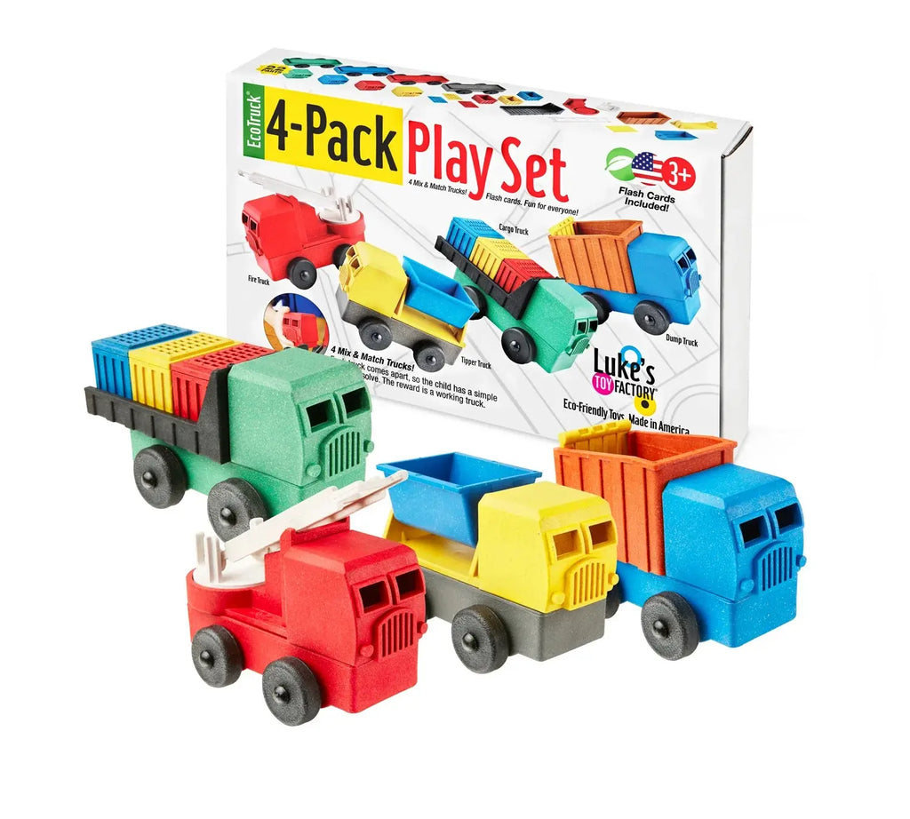 Truck Set Four-Pack Play Set | Made in the USA Luke's Toy Factory