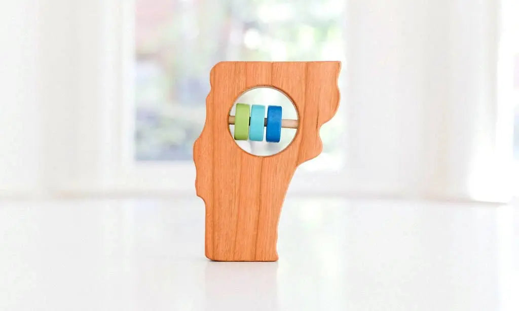 Vermont State Wooden Baby Rattle™ | Made in the USA | Rattles | The Baby Penguin