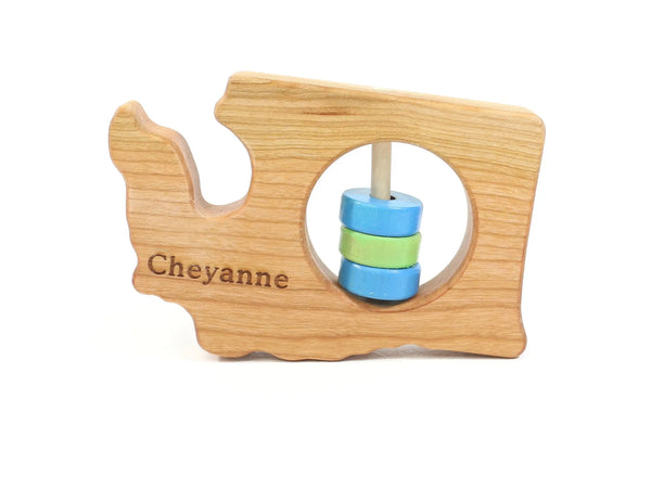 Washington State Wooden Baby Rattle™ | Made in the USA | Rattles | The Baby Penguin